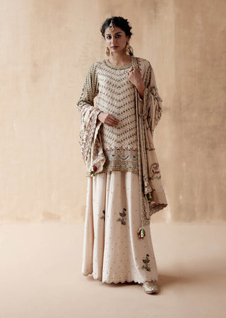 Aman Takyar-Ivory Floral Embroidery Sharara Set-INDIASPOPUP.COM