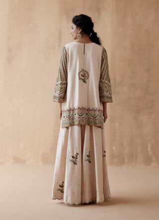 Aman Takyar-Ivory Floral Embroidery Sharara Set-INDIASPOPUP.COM