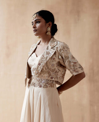 Aman Takyar-Ivory Floral Embroidery Jacket And Sharara Set-INDIASPOPUP.COM