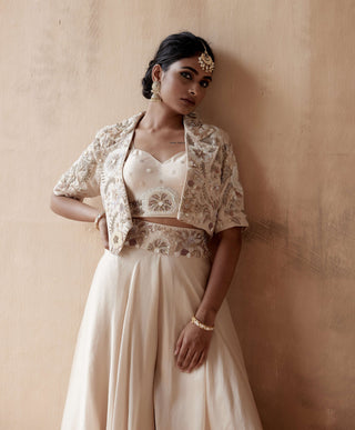 Aman Takyar-Ivory Floral Embroidery Jacket And Sharara Set-INDIASPOPUP.COM