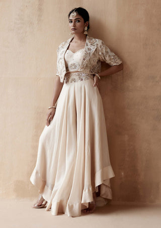 Aman Takyar-Ivory Floral Embroidery Jacket And Sharara Set-INDIASPOPUP.COM