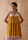 Aman Takyar-Mustard Floral Embroidery Kurta And Pants-INDIASPOPUP.COM