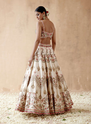 Aman Takyar-Ivory Floral Embroidery Lehenga Set-INDIASPOPUP.COM