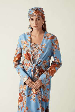 Payal Pratap-Deyjay Blue Printed Jacket-INDIASPOPUP.COM