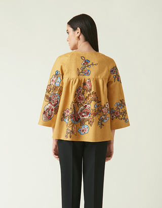 Payal Pratap-Kerinci Mustard Embroidered Jacket-INDIASPOPUP.COM