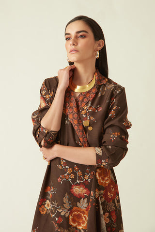 Payal Pratap-Bromo Brown Wrap Jacket Dress-INDIASPOPUP.COM