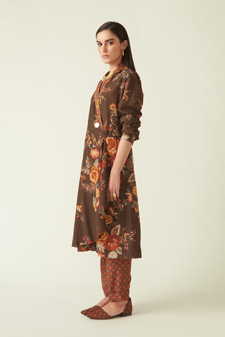 Payal Pratap-Bromo Brown Wrap Jacket Dress-INDIASPOPUP.COM