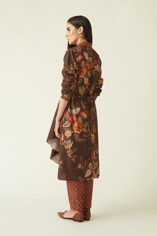 Payal Pratap-Bromo Brown Wrap Jacket Dress-INDIASPOPUP.COM