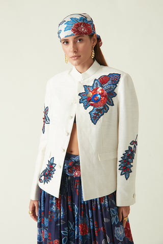 Payal Pratap-Buru White Embroidered Jacket-INDIASPOPUP.COM