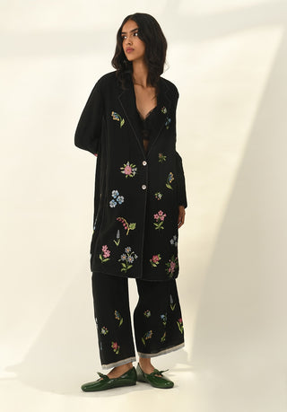 Carmagnole black embroidered jacket and pants