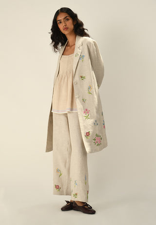 Carmagnole beige embroidered jacket and pants