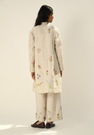 Carmagnole beige embroidered jacket and pants