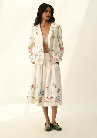 Stellata beige cross stitch jacket and skirt