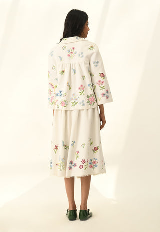 Stellata beige cross stitch jacket and skirt