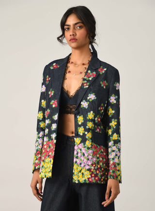 Sogdiana embroidered two-button jacket