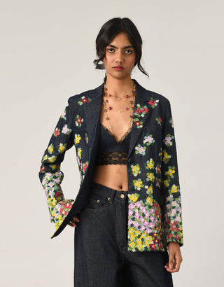 Sogdiana embroidered two-button jacket