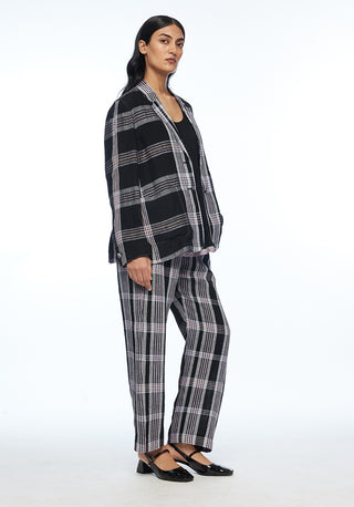 Black white short jacket and drawstring pants