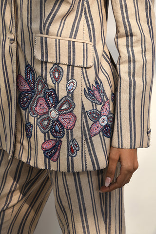 Merbaka Beige Embroidered Jacket by Payal Pratap available on Indiaspopup.com