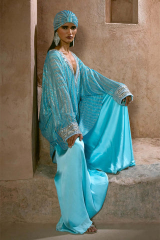 Sadeem ice blue tunic and skirt set