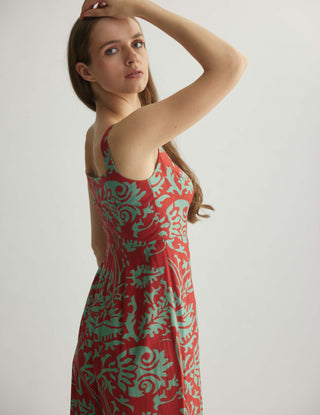 Mint And Red Floral Sleeveless Jumpsuit by Koai available on Indiaspopup