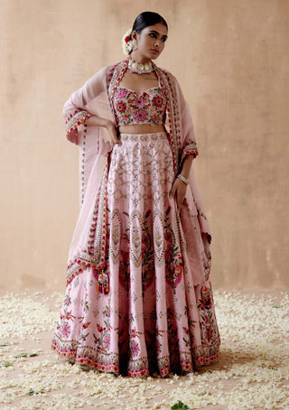 Aman Takyar-Pink Raw Silk Lehenga Set-INDIASPOPUP.COM