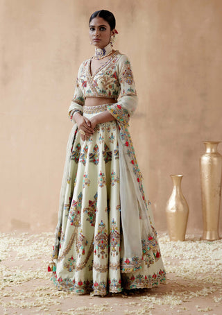 Aman Takyar-Mint Green Dupion Silk Lehenga Set-INDIASPOPUP.COM