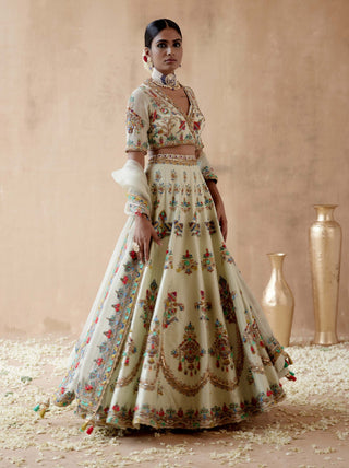 Aman Takyar-Mint Green Dupion Silk Lehenga Set-INDIASPOPUP.COM