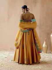Aman Takyar-Mustard Floral Embroidery Lehenga Set-INDIASPOPUP.COM