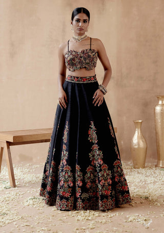 Aman Takyar-Black Raw Silk Lehenga Set-INDIASPOPUP.COM