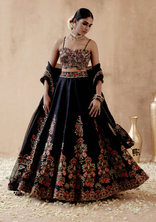 Aman Takyar-Black Raw Silk Lehenga Set-INDIASPOPUP.COM