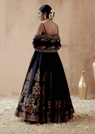 Aman Takyar-Black Raw Silk Lehenga Set-INDIASPOPUP.COM