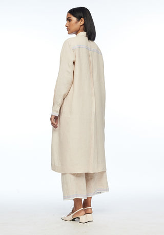 Polyantha beige front open tunic and pants