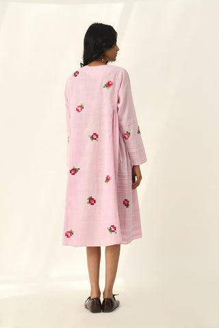 Glomerata rose embroidered tunic dress