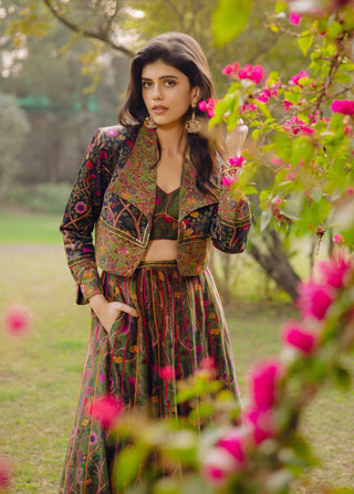Kacha aam jacket and skirt set