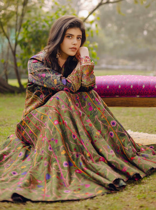 Kacha aam jacket and skirt set