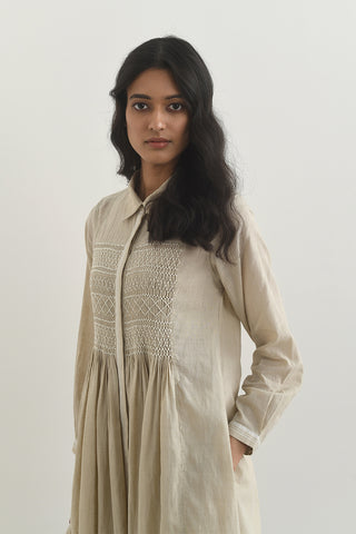 Brescia beige smocked tunic