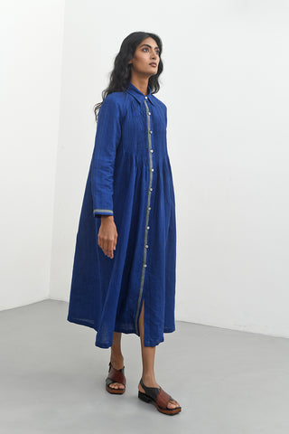 Lecce Blue Pin-Tuck Dress by Payal Pratap available on Indiaspopup.com