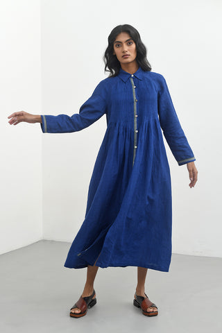 Lecce Blue Pin-Tuck Dress by Payal Pratap available on Indiaspopup.com