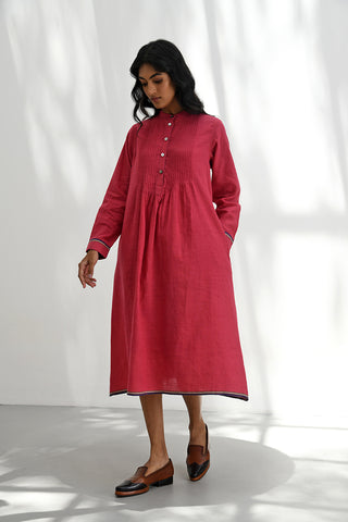 Empoli Crimson Red Pintuck Dress by Payal Pratap available on Indiaspopup.com