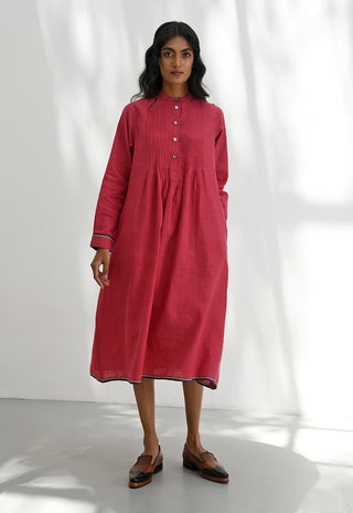 Empoli Crimson Red Pintuck Dress by Payal Pratap available on Indiaspopup.com