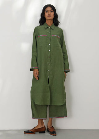 Gubbio Olive Green Handloom Tunic by Payal Pratap available on Indiaspopup.com