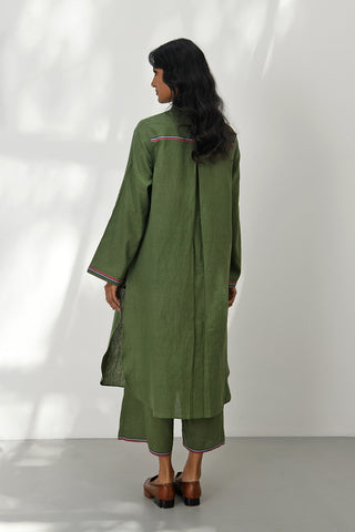 Gubbio Olive Green Handloom Tunic by Payal Pratap available on Indiaspopup.com