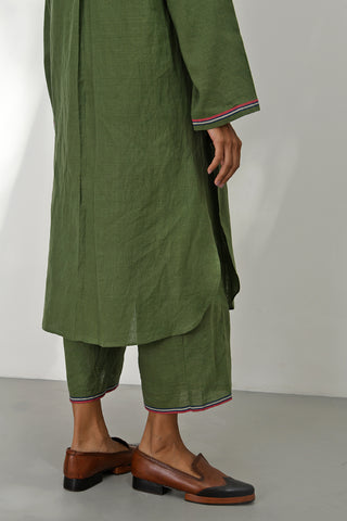 Gubbio Olive Green Handloom Tunic by Payal Pratap available on Indiaspopup.com