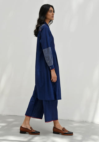 Anais Front Open Navy Smocked Tunic by Payal Pratap available on Indiaspopup.com