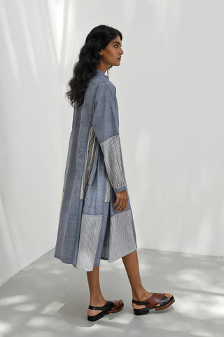 Monza Blue Handloom Tunic Dress by Payal Pratap available on Indiaspopup.com