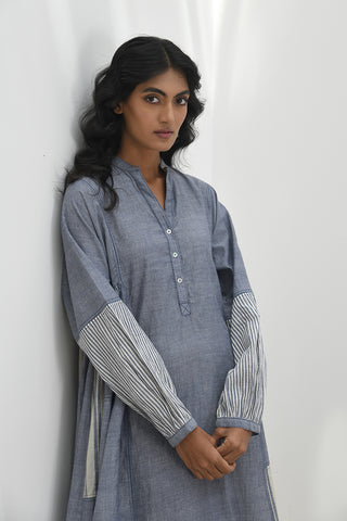 Monza Blue Handloom Tunic Dress by Payal Pratap available on Indiaspopup.com