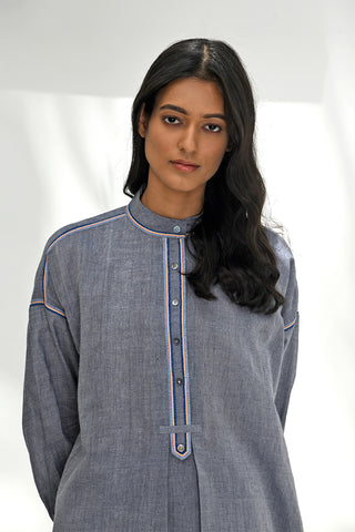 Assos blue handloom tunic dress