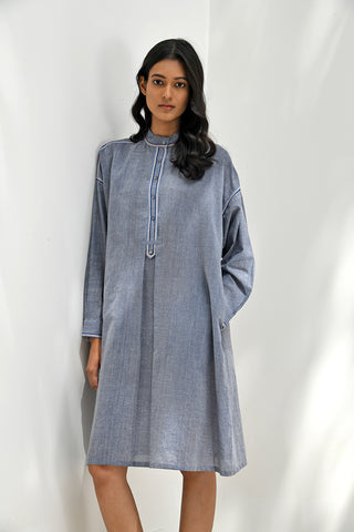 Assos blue handloom tunic dress