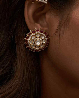 Reeva gold plated polki stud