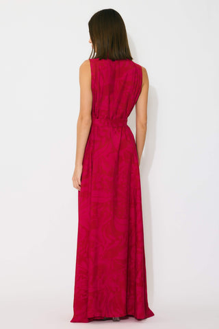 Hot pink and red sleeveless shirt dress